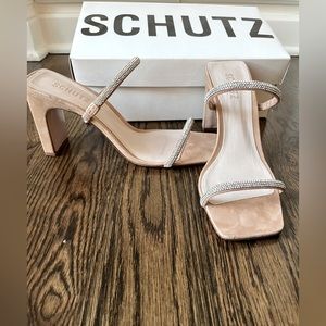 Schutz suede and crystal sandals